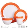 simple stylish modern broad color rim ceramic dinner set cheap
