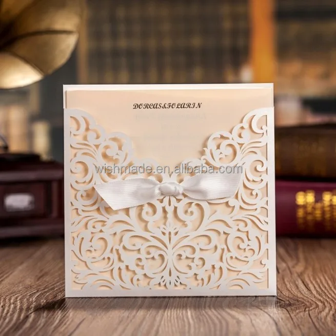 customized blank insert card laser cut wedding invitation card