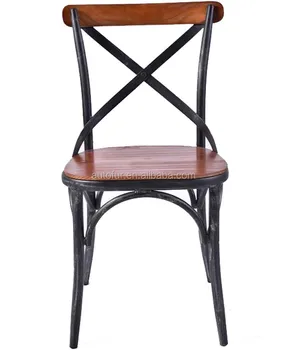 X Back Side Chair Metal Cross Dining French Wood X Back Side Chair Metal Cross Dining French Wood