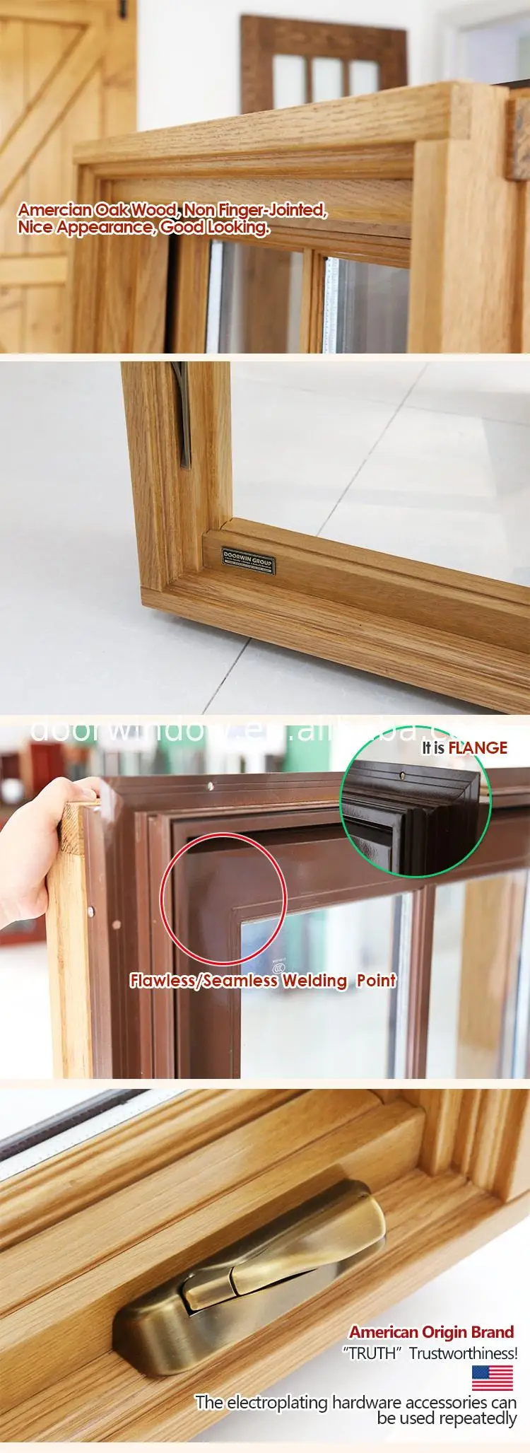 Good quality factory directly upvc vs wooden windows wood aluminium types of used for doors and
