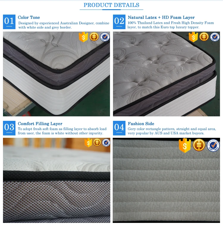 New Model Bedroom Furniture Thailand Royal Latex 5 Zone Pocket Spring Bedroom Mattress Buy New