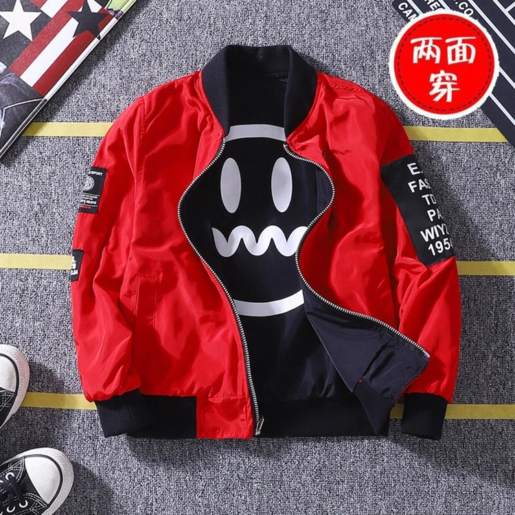 Latest design print two-sides wear children kids bomber boys jackets coats