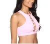 professinal design women front cross bra pink basic sport bra