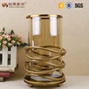 Unique home decoration glass with metal candlestick for restaurant table