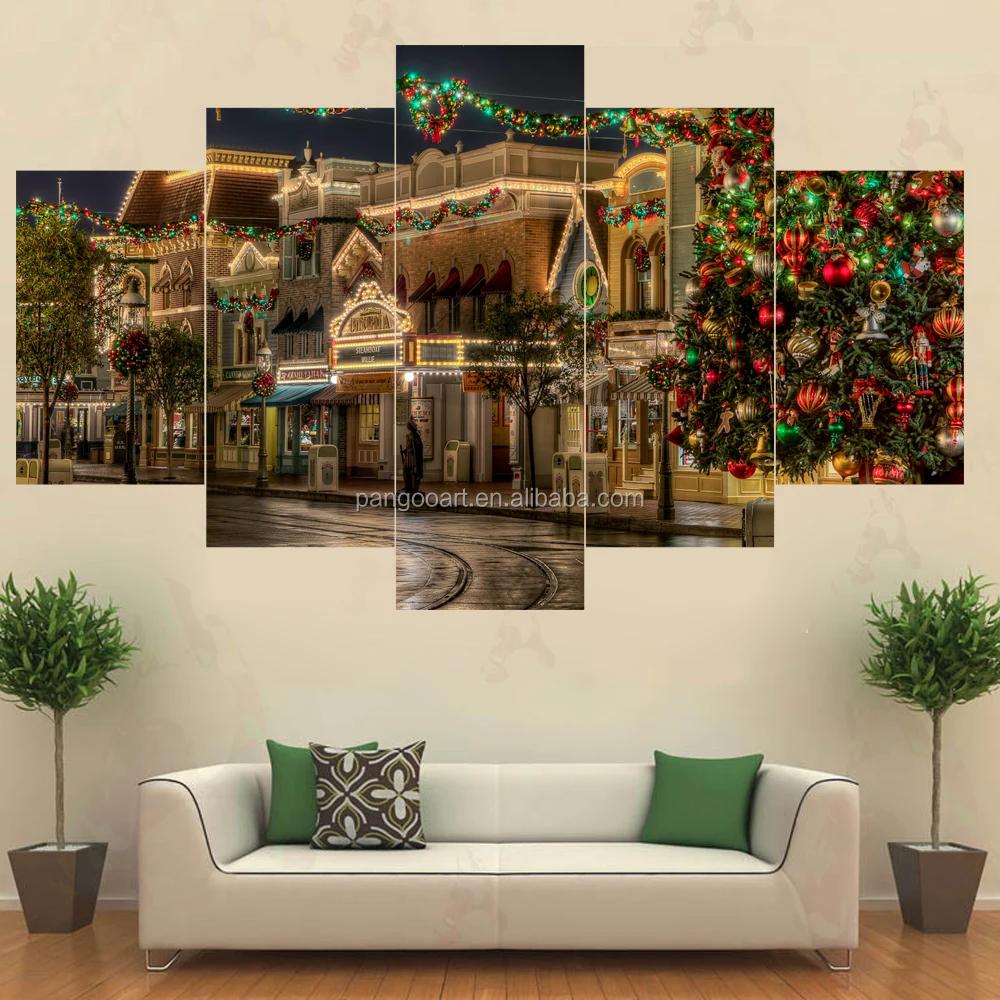 Natal Kanvas Cetakan 5 Pieces Panel Olahraga Poster Lukisan Dinding