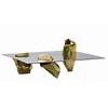 Luxury steel Art Coffee Table With Metal Top, Home Decorated Golden End Table