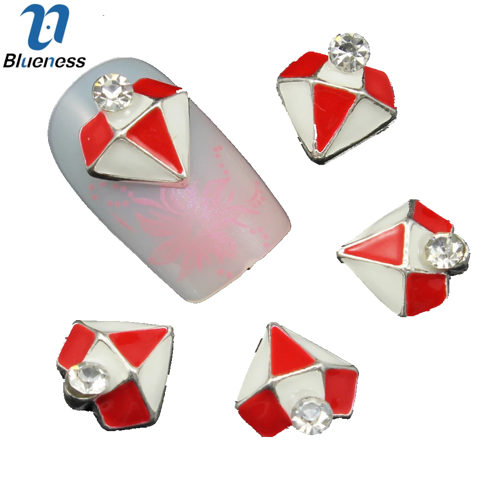 10pc Colorful Diamond Shape Rhinestones 3d Nail Art Decorations Alloy Nail Sticker Charms Jewelry for Nail