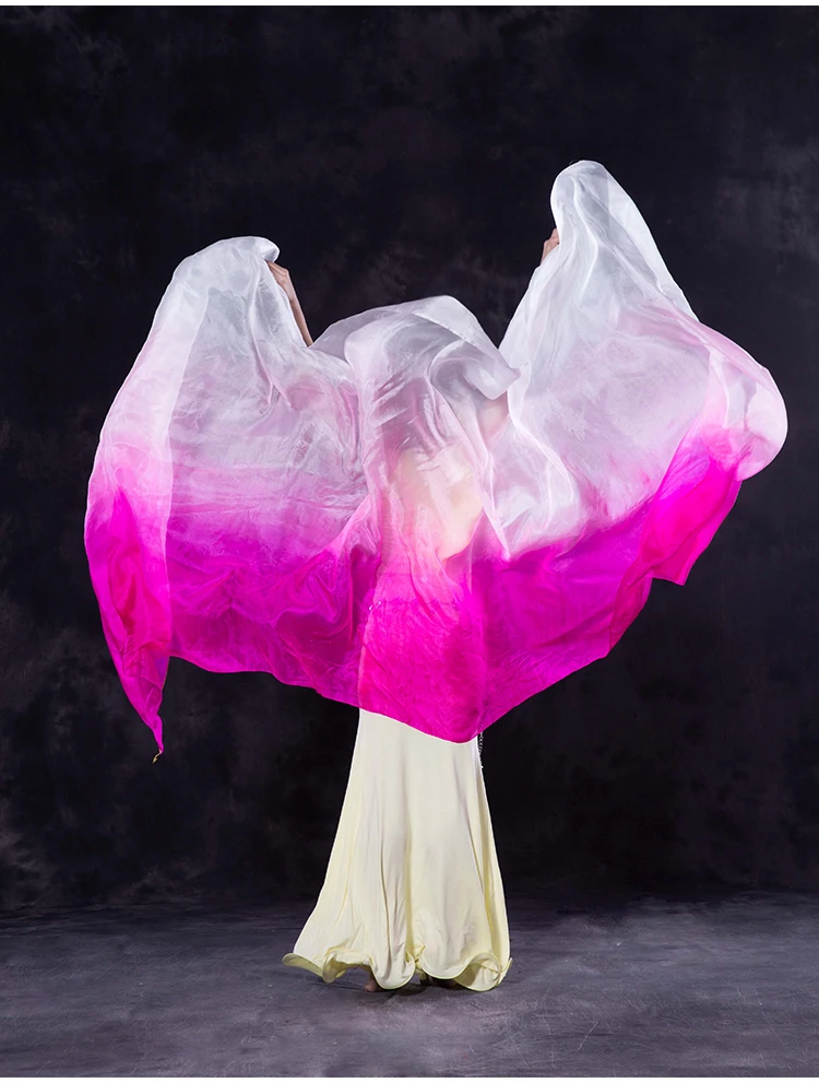 sj022 whieal 真正的丝绸渐变颜色大肚皮舞面纱