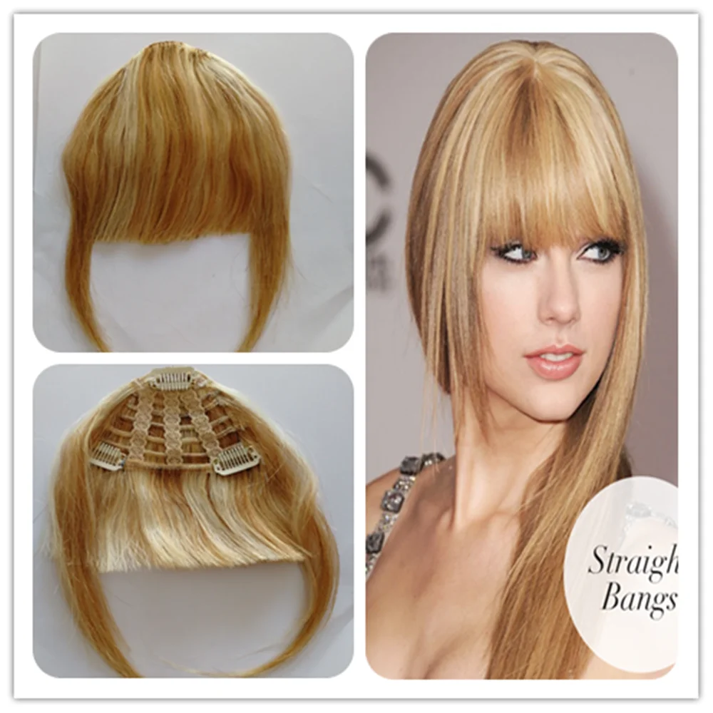 100 Human Hair Clip In On Hair Fringe Bangs Extensions Remy