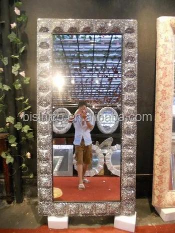 letter payment in kind Mirror Silver Crackle Wall Mosaic Frame Oval Glass Design
