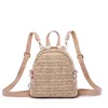 2019Fashion classic straw weaving casual mini ladies women backpack