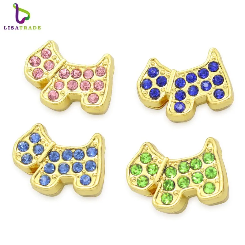 Wholesale Rhinestone Colorful Letter Slider Charms For 8mm Bracelet