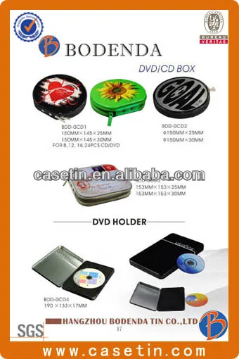 Manufacture Hot sale D-shape metal tin CD case/DVD BOX