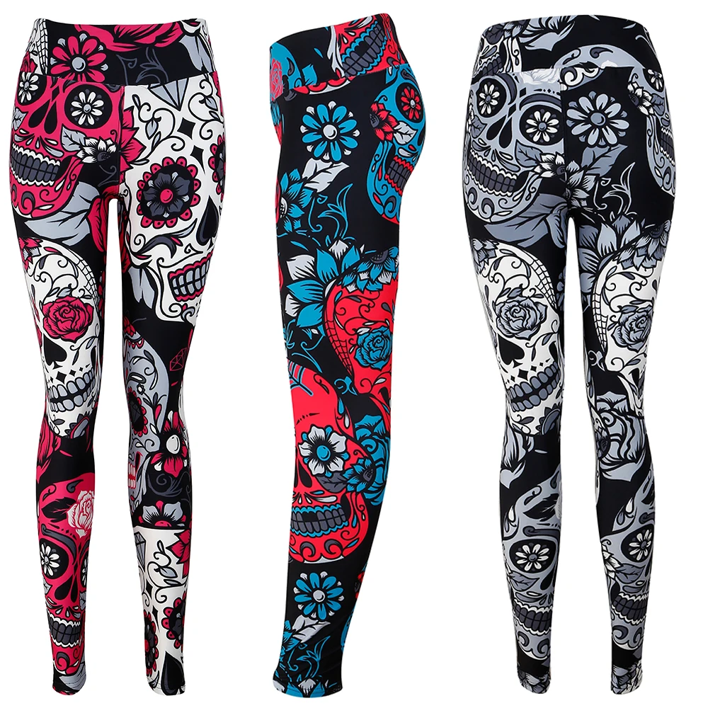 
2020 new design 92/8 digital printed yoga waist buttery soft soft skull tights leggings for women 