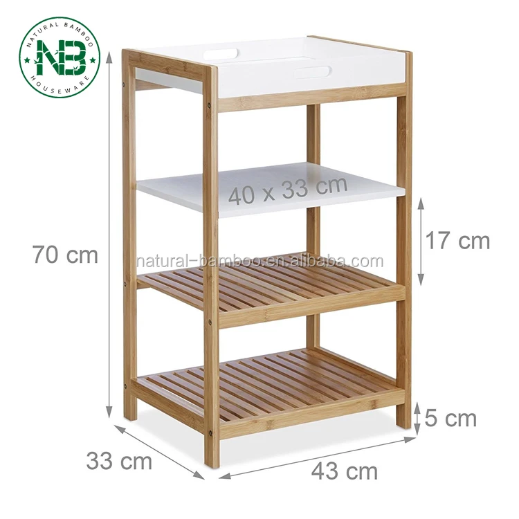 Bamboo Kitchen Shelf With Removable Tray,Bamboo,Bathroom Storage Unit