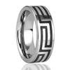 Greek Key Etching Black Enamel Tungsten Carbide Ring
