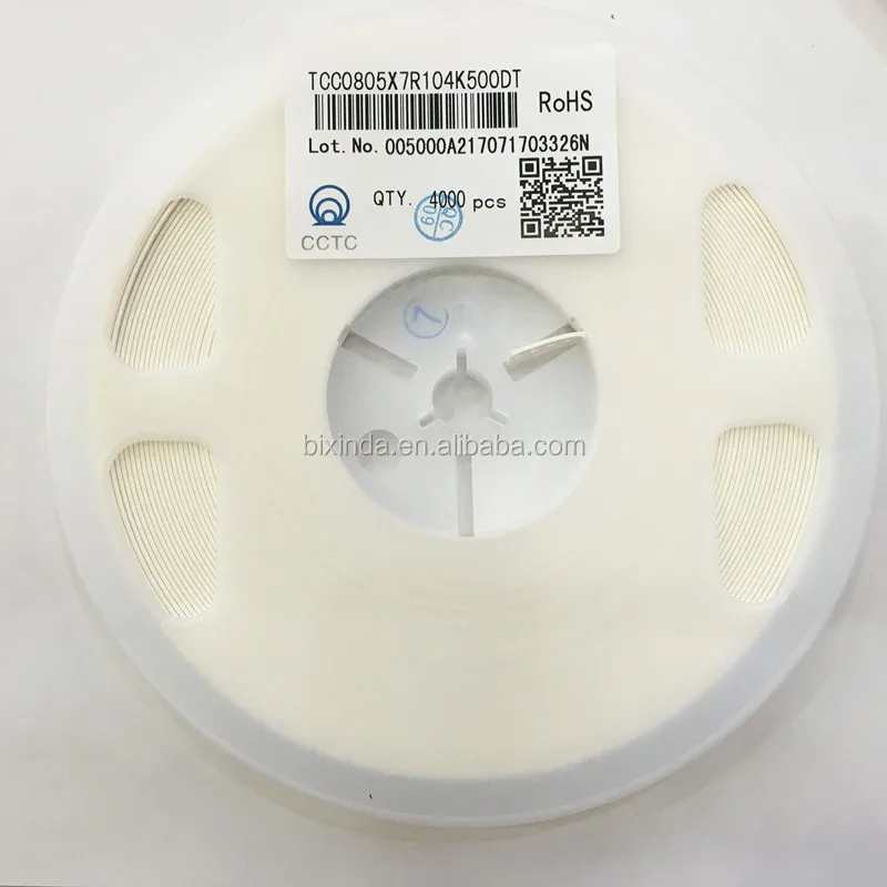 Smd Ceramic Capacitors Tcc0805x7r104k500dt 0805 104k 100nf 50v X7r 10% ...