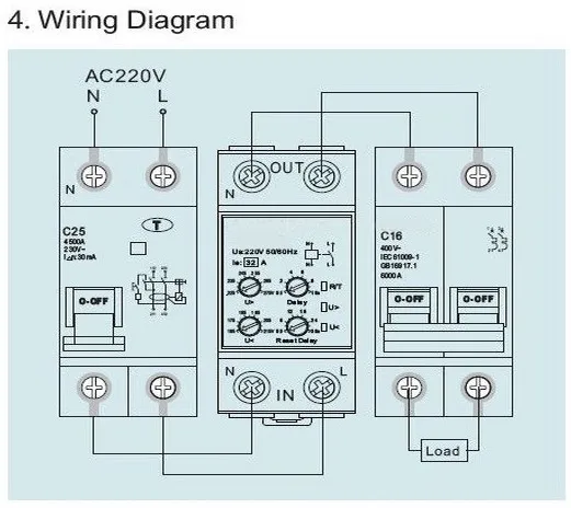 Подключение реле перенапряжения 40a 220 V Din 导 轨 自 动 重 新 连 接 过 电 压 和 欠 压 保 护 保 护 装 置 继 电 器.可