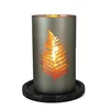 Canada popular modern style candle holder glass with leaf pattern decor