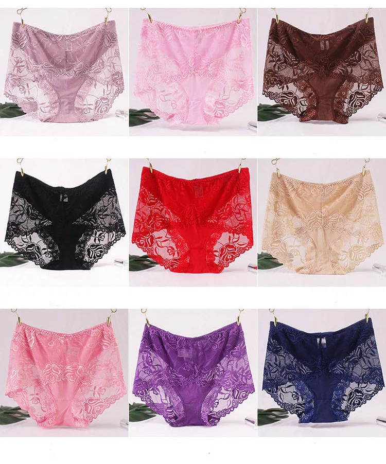 Best Selling Large Size Underwear New Lace High Waist Panties Sexy