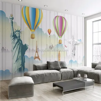 3d Stereo Personalizzato Dipinto A Mano Hot Air Balloon Pesce Sfondo Wallpaper Bambini Acquario Di Alta Qualità Murale Buy Di Alta Qualità