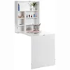 wall mounted computer table folded with shelf space saving