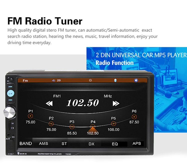 Hinz Auto Electronics 7'' Touch Screen Wince Double Din Car Stereo For