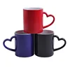 Sublimation heart handle magic color changing mugs glossy and mate