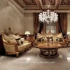 Exclusive design classic style golden color living room royal solid wood sofa set