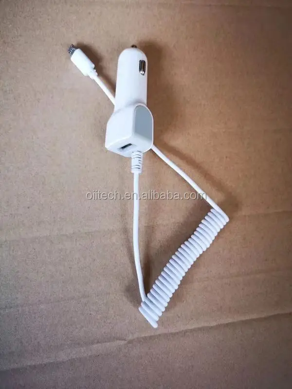 5V 2.1A 3 in 1 Delicate Curly Car Charger for iPhone Type-C Micro