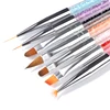 NT06 Set 7pc Nail Art Brush Rhinestone Handle Uv Gel Polish Nails Tips Dotting Lining Painting Pen 3d Manicure Gradient Brushes
