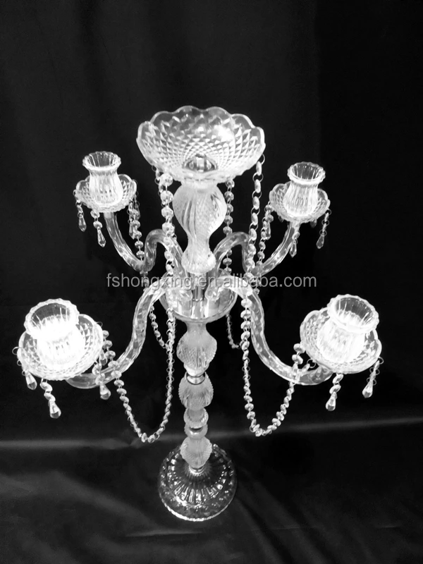 Elegant High Clear Plastic Candelabra For Wedding Table Centerpiece