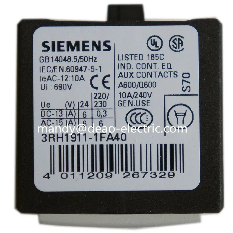 Siemens interruptor auxiliares bloque 3rh1911-2ga22