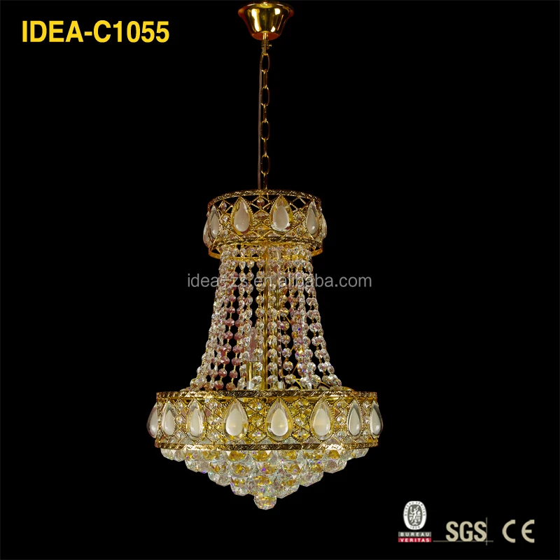 C1055 Lotus Crystal Led Light Chandelier Ceiling Fan Combo