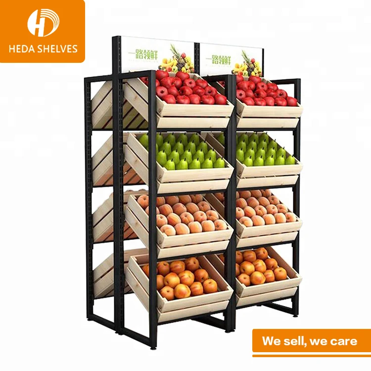 
Big Capacity Vegetable Fruit Shelf Rack Supermarket Display Shelves 