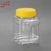 square plastic 500ml jar for sugar packaging,transparent square clear plastic storage jars with lid