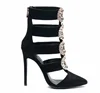 Women Gender and Ankle Boot Type fashion ladies 120mm Suede Brooch Closed Toe ankle boots