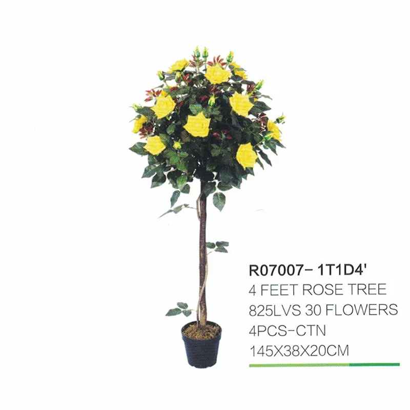 China Factory Artificial Yellow Rose Flower Tree Bonsai Rose Potted
