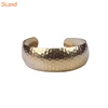 SLand Jewellery factory wholesale hammered design raw or gold plated brass bangle jewelry Wide open cuff bracelets for Women