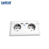 2*ways EU power wall Sockets outlets with 2*USB ports,wall plate socket,wall mount power