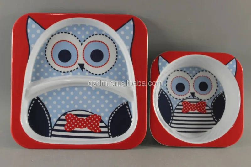 2pcs Square Melamine Kid's Dinnerware set , melamine Baby dinner set
