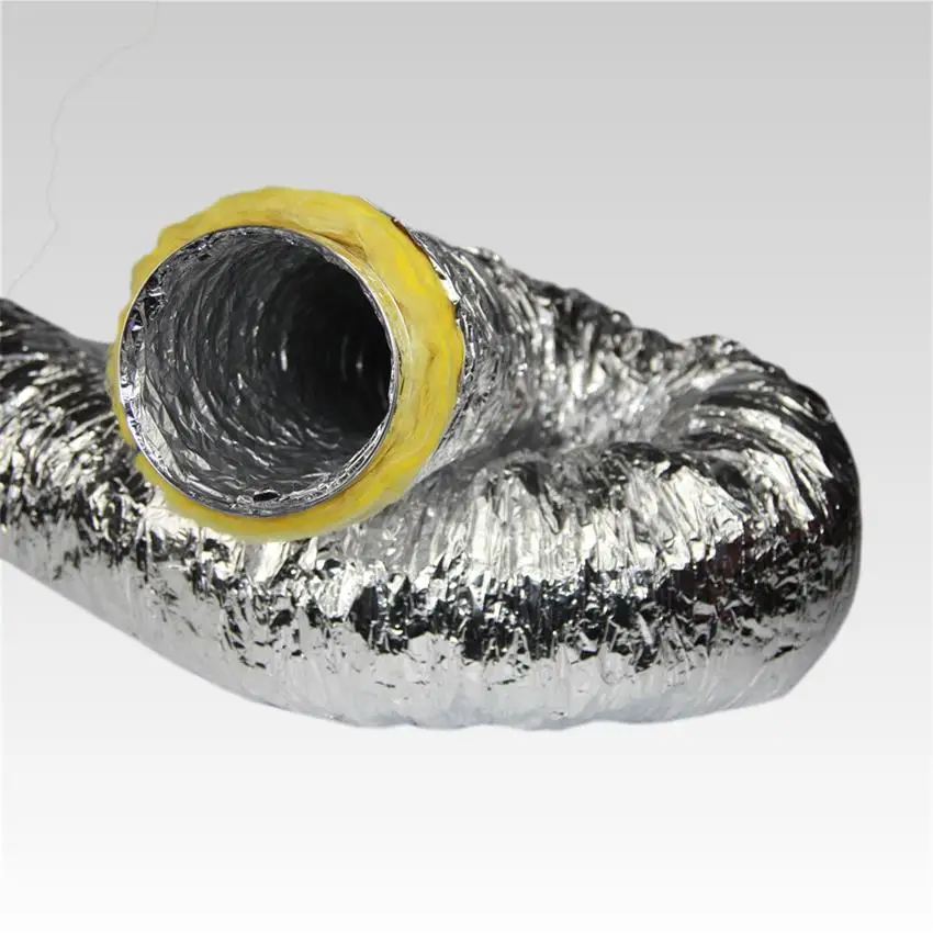 Fire Resistant Yellow Fiberglass Insulation Aluminium Pipe Acoustic Insulated Flexible Duct For