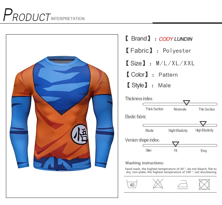 Japanese Anime Dragon Ball Cosplay Costume Son Goku Vegeta Shirts Mens Sublimation Workout Clothing