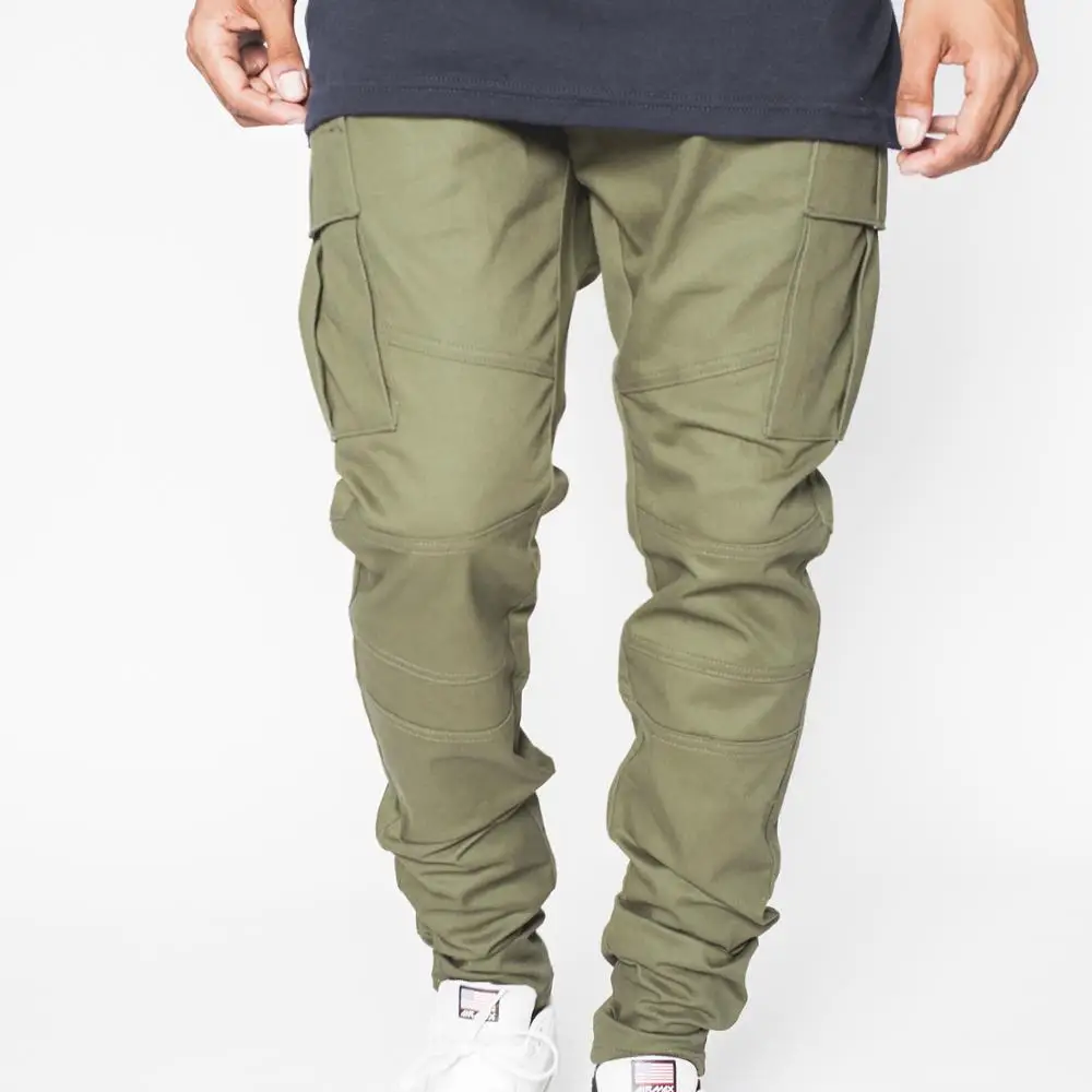 Mans Army Green Solid colour 100 cotton cargo trousers  OVS