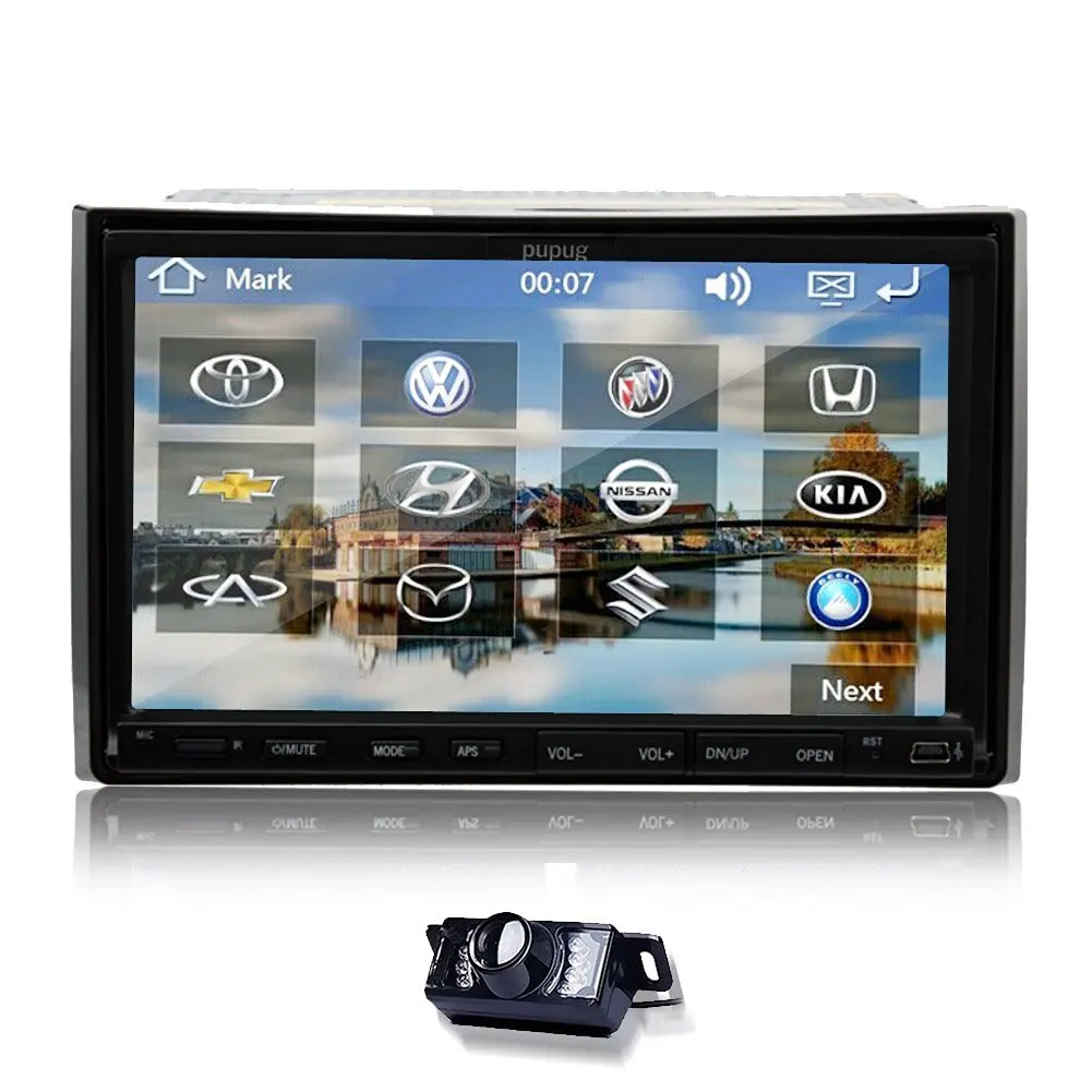Christmas Sale!!! Transmitter Pupug Double 2 DIN PC GPS Navigation Stereo Radio Player 7 VCD Inch touchscreen FM AM Audio Free VCD Rear Camera GPS Card vw 2DIN AUX Touch Screen FM/AM Audio Acc