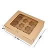 Custom foldable white Kraft paper egg tarts boxes cupcake gift packaging with PVC window