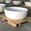 project hotel design bathroom resin cast stone solid surface bath,small round composite freestanding artificial marble bathtub