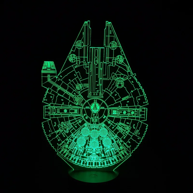 New disinged multicolor changing night lamp acrylic Millennium Falcon 3d Led Night Light