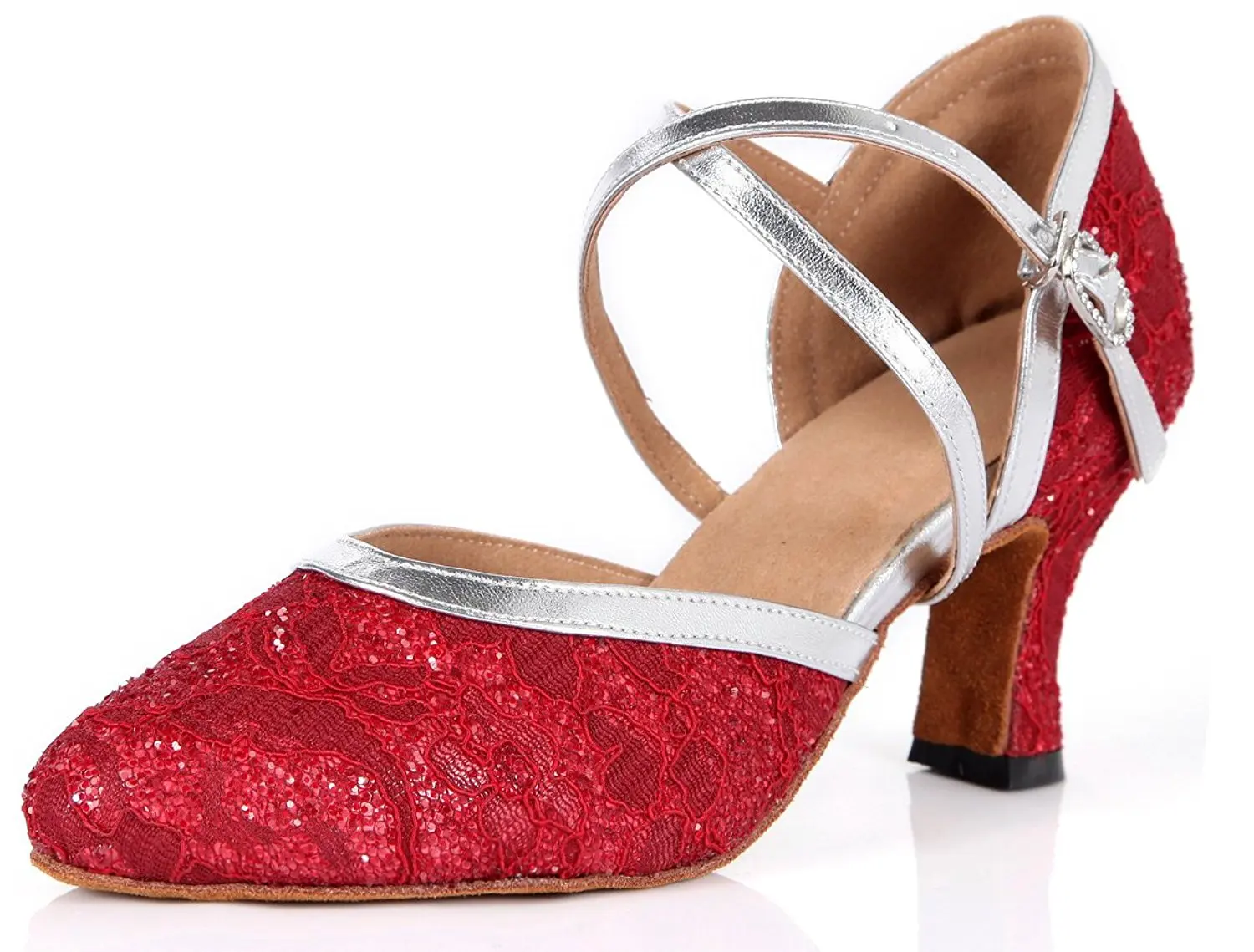 Buy Honeystore Womens Soft Ground Mary Jane Glitter Dance Shoes in ...
