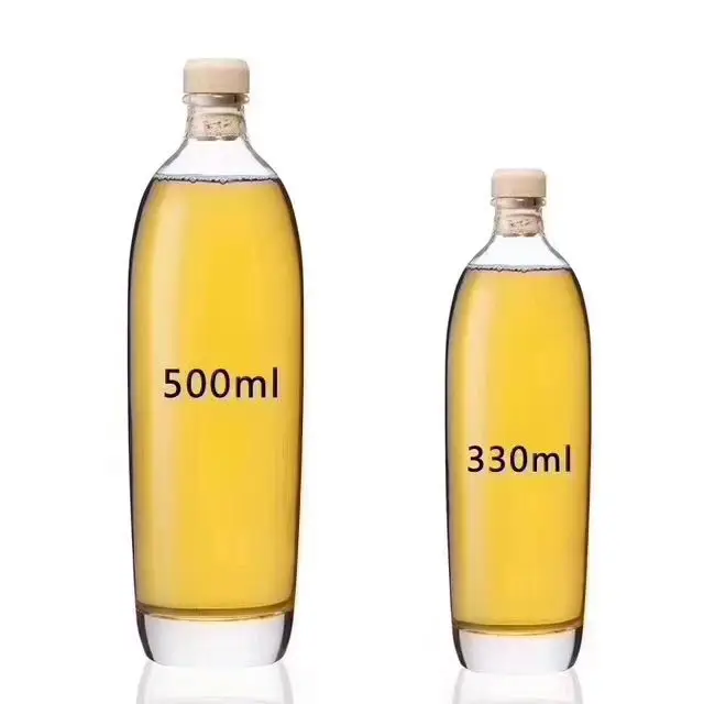 Round Clear Beverage Vodka 500ml Glass Bottle
